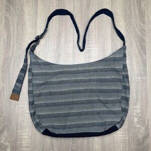 Retro Metro by Thirty One Blue‎ Woven Stripe Crossbody Hobo Purse Bag